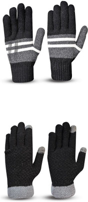 HOC Solid, Self Design, Woven Winter Women Gloves