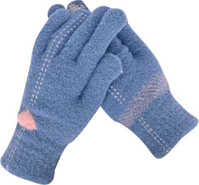 HOC Solid, Self Design, Printed Winter Women Gloves