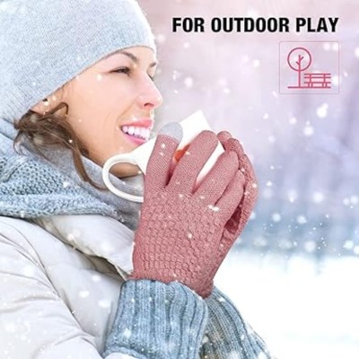 FIRMED STRING Woven, Self Design, Checkered, Solid Winter Women Gloves