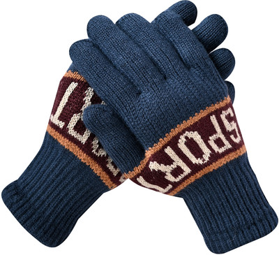 LOOM LEGACY Solid, Self Design, Printed Winter Men Gloves