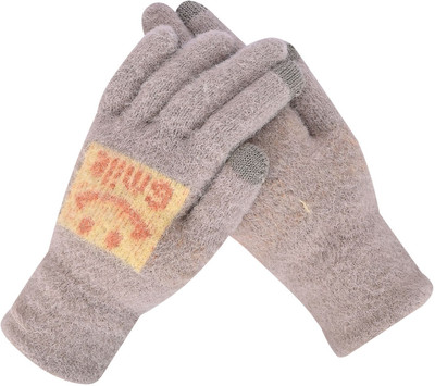 HOC Solid, Self Design, Printed Winter Women Gloves