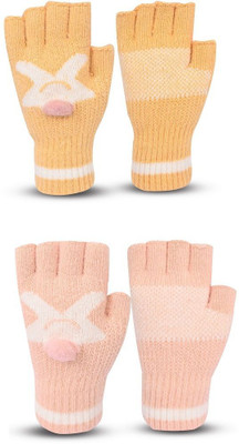 HOC Embroidered, Self Design, Printed Winter Women Gloves