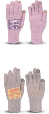 DesoRia Floral Print, Self Design, Printed Winter Women Gloves