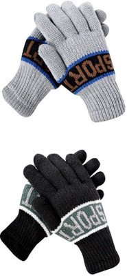 DesoRia Solid, Self Design, Printed Winter Women Gloves