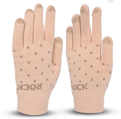 HOC Polka Print, Self Design, Printed Winter Women Gloves