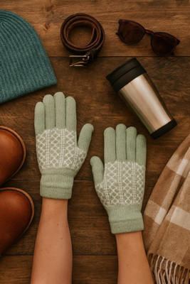 LOOM LEGACY Polka Print Winter Women Gloves