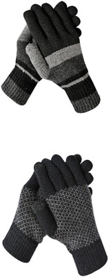 DesoRia Solid, Self Design, Woven Winter Women Gloves