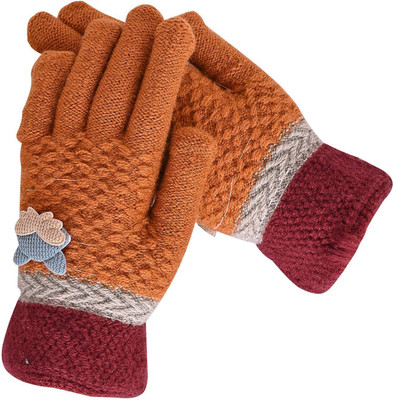HOC Embroidered, Self Design, Solid Winter Women Gloves