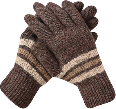 LOOM LEGACY Solid, Self Design, Printed Winter Men Gloves