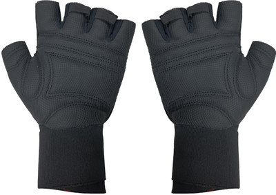 Sportinger Unisex Leather Gym Gloves for Professional Weightlifting Gym & Fitness Gloves(Black)