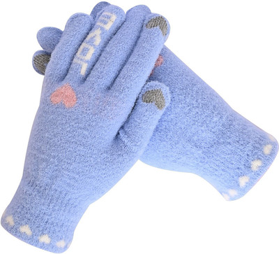 HOC Solid, Self Design, Printed Winter Women Gloves