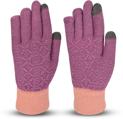HOC Embroidered, Woven, Solid Winter Women Gloves