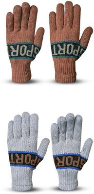 LOOM LEGACY Solid, Self Design, Printed Winter Men Gloves