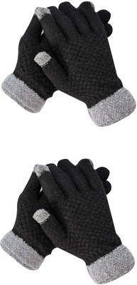 DesoRia Solid, Self Design, Woven Winter Women Gloves