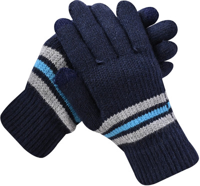 LOOM LEGACY Solid, Self Design, Printed Winter Men Gloves