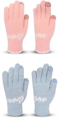 DesoRia Solid, Self Design, Printed Winter Women Gloves