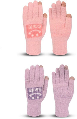 DesoRia Floral Print, Self Design, Printed Winter Women Gloves