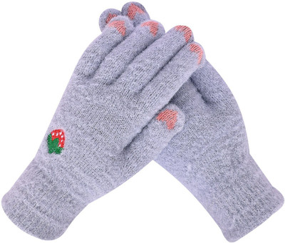 HOC Embroidered, Self Design, Solid Winter Women Gloves