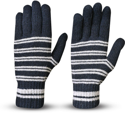 DesoRia Striped, Self Design, Printed Winter Women Gloves
