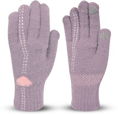 HOC Solid, Self Design, Printed Winter Women Gloves