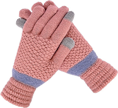 DesoRia Solid, Self Design, Printed Winter Women Gloves