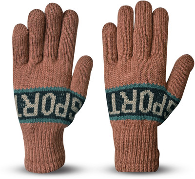 LOOM LEGACY Solid, Self Design, Printed Winter Men Gloves