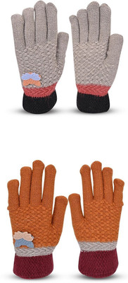 HOC Solid, Self Design, Woven Winter Women Gloves
