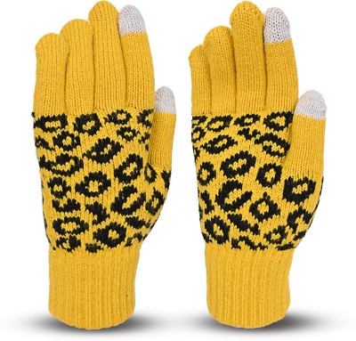 LOOM LEGACY Geometric Print, Self Design, Printed Winter Women Gloves