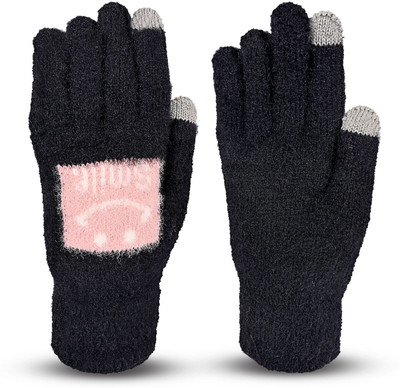 HOC Solid, Self Design, Printed Winter Women Gloves