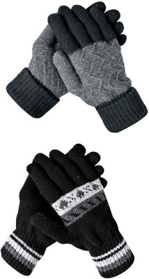 DesoRia Solid, Self Design, Woven Winter Women Gloves