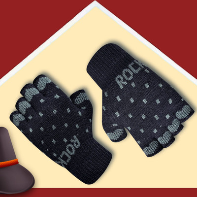 HOC Polka Print, Self Design Winter Women Gloves