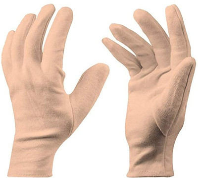Amalya Soft Cotton Full Hand Gloves Beige Reusable Washable Protective half Riding Gloves(BEING)