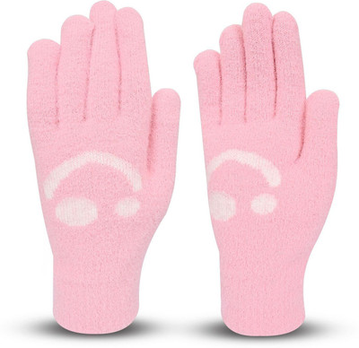 HOC Floral Print, Self Design, Printed Winter Women Gloves