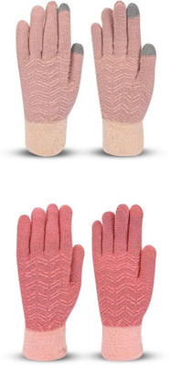 HOC Solid, Self Design, Woven Winter Women Gloves