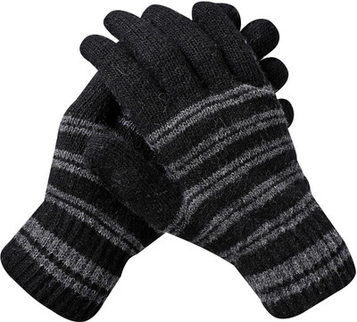 HOC Striped, Self Design, Printed Winter Women Gloves