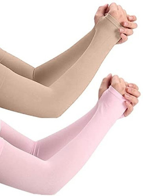 MIKONIKO Cotton Arm Sleeve For Men & Women(Free, Beige)