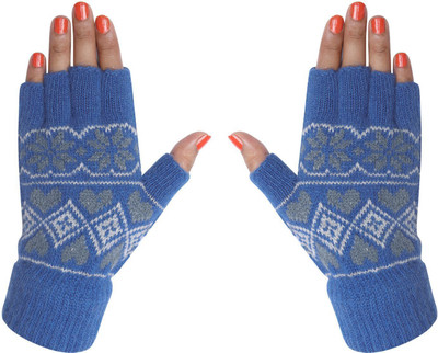 HOC Floral Print, Self Design Winter Women Gloves