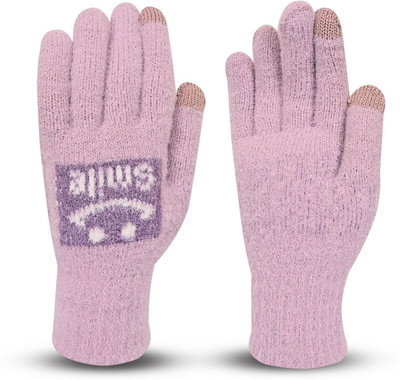 DesoRia Solid, Self Design, Printed Winter Women Gloves
