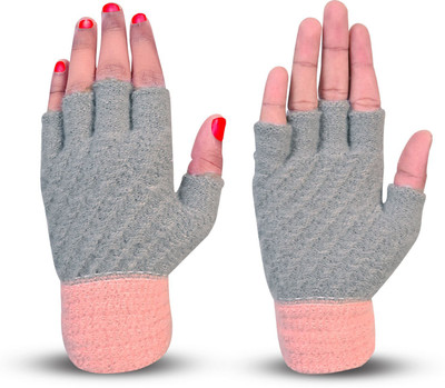 HOC Solid, Self Design, Woven Winter Women Gloves