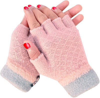 HOC Solid, Self Design, Woven Winter Women Gloves