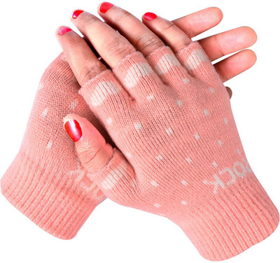 HOC Polka Print, Self Design, Printed Winter Women Gloves