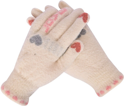 HOC Solid, Self Design, Printed Winter Women Gloves