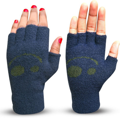 HOC Floral Print, Self Design, Printed Winter Women Gloves