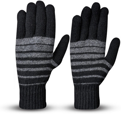 HOC Striped, Self Design, Printed Winter Women Gloves