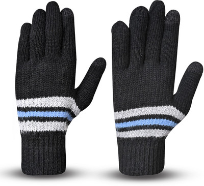 LOOM LEGACY Solid, Self Design, Printed Winter Men Gloves