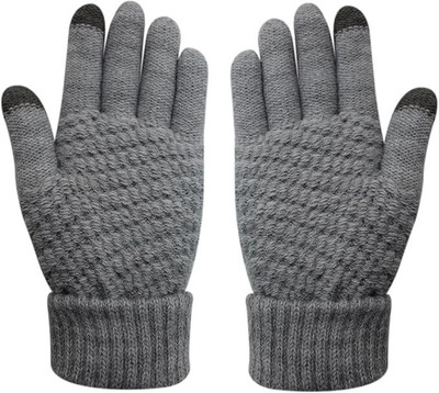 uRock Winter Touchscreen Magic Gloves - Unisex Warm Stretch Knitted Wool Riding Gloves(Grey)