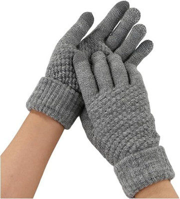 DreamPalace India Winter Touchscreen Magic Gloves - Unisex Warm Stretch Knitted Wool Gloves Riding Gloves(Grey)