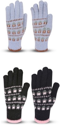 SFAB Geometric Print, Self Design, Printed Winter Women Gloves