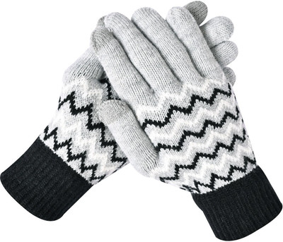 HOC Striped, Self Design, Printed Winter Women Gloves