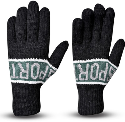 LOOM LEGACY Solid, Self Design, Printed Winter Men Gloves